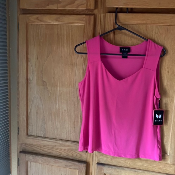NABI new V-Neck sleeveless tank top Hot Pink size L. Lightweight, nice stretch. - Picture 1 of 5